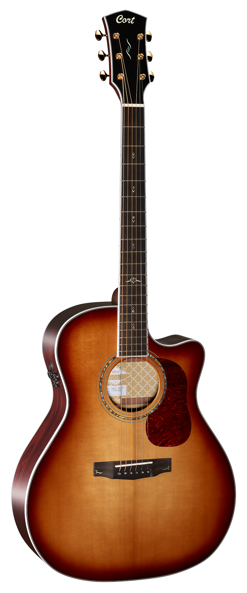 CORT Westerngitarre GOLD A8, Light Burst, Preamp, Softcase