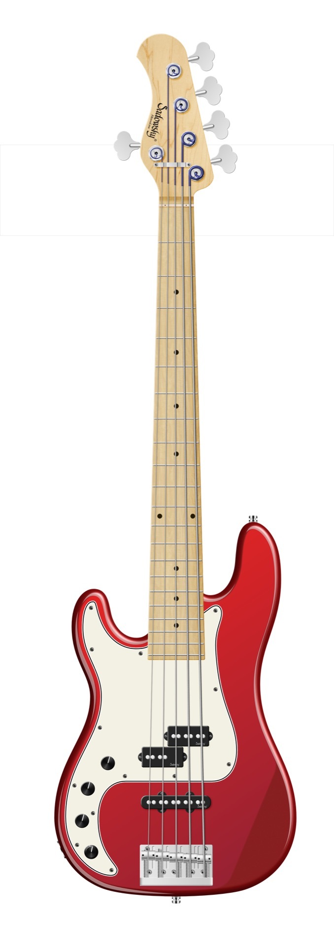 Sadowsky MetroLine 21-Fret Hybrid P/J Bass, Solidbody, Swamp Ash Body, Maple Fingerboard, 5-String, Lefthand - Solid Candy Apple Red Metallic High Polish