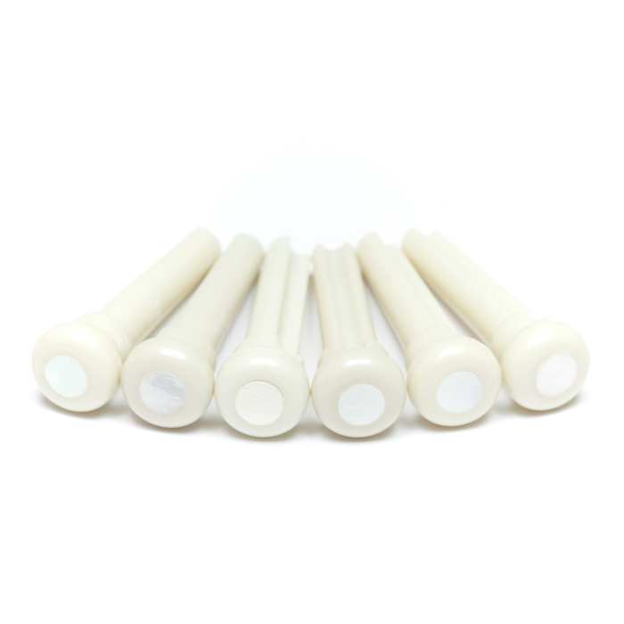 TUSQ PP-1044-00 - Presentation Style Bridge Pins - White - with Mother of Pearl Inlay
