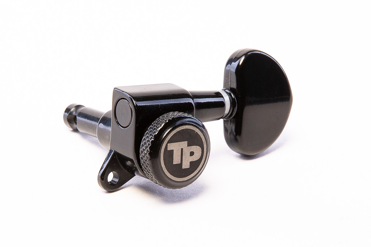 TonePros GKL33K-B Locking Tuner with 18:1 Gear Ratio and "Kidney" Style Button - Guitar Machine Heads, 3 + 3 - Black