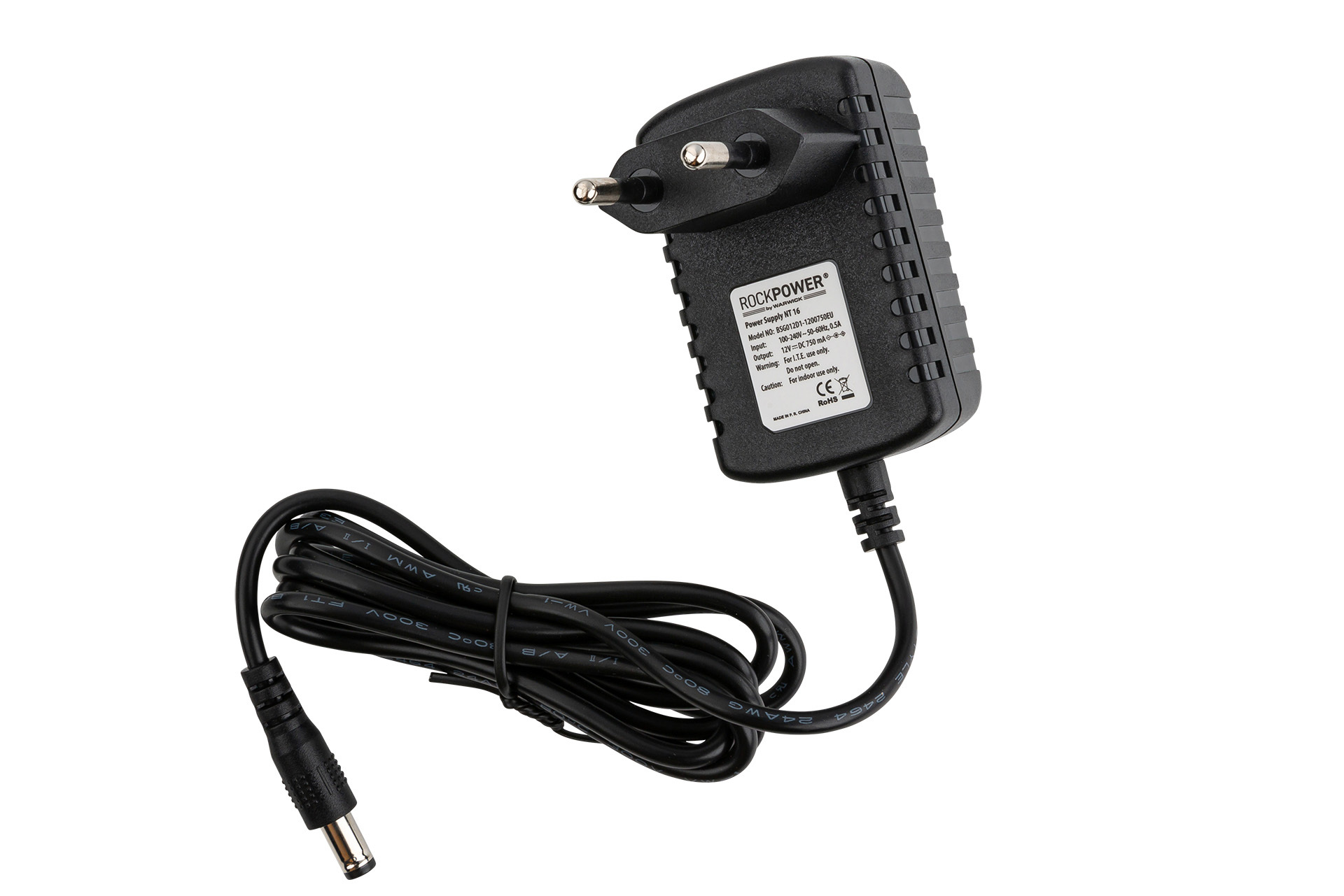 RockPower NT 16 - Power Supply Adapter (12V DC, 750 mA, (+) Center, Euro Plug)
