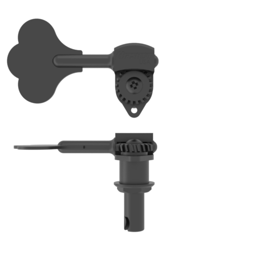 Hipshot HB6 - Ultralite Bass Machine Head, 3/8" Post, Clover Leaf Key, Treble Side - Black