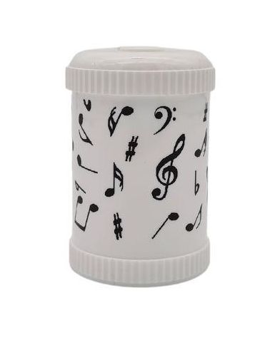 Bleistiftspitzer Runddose weiß Noten-Mix