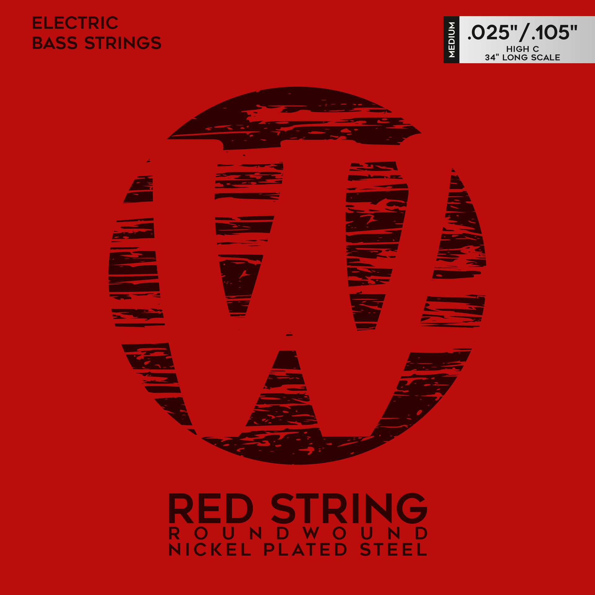 Warwick Red Strings Bass String Set, Nickel-Plated Steel - 5-String, High C, Medium, .025-.105