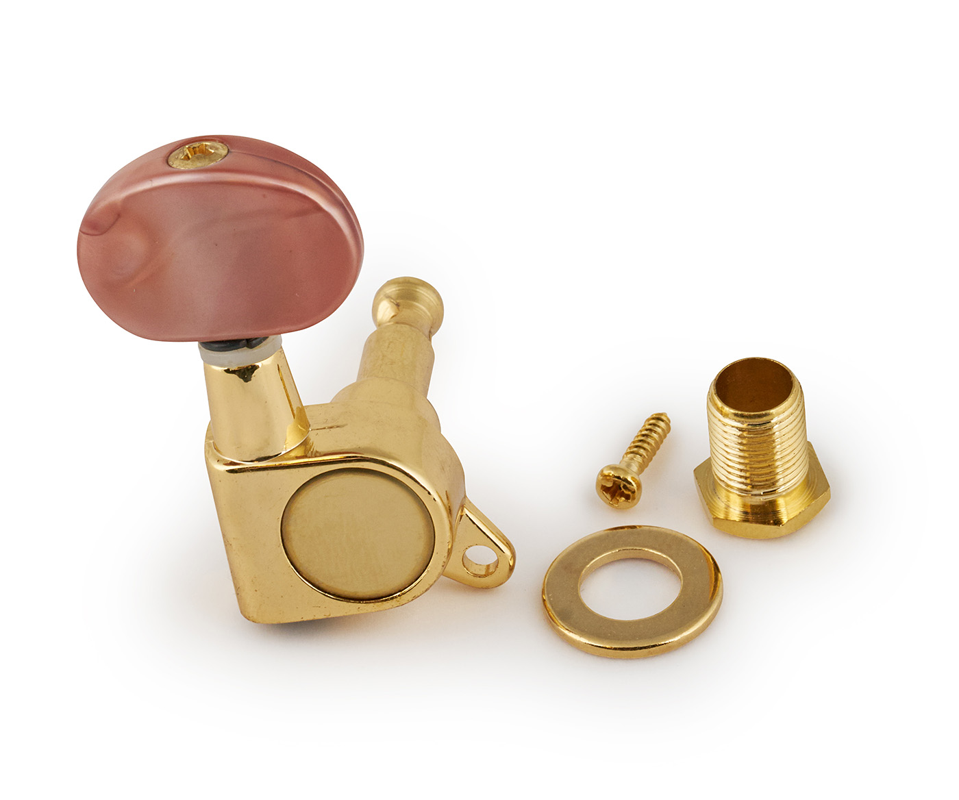 Kala Spare Parts - Machine Head, Closed Gear, Pink Knob, Left - Gold