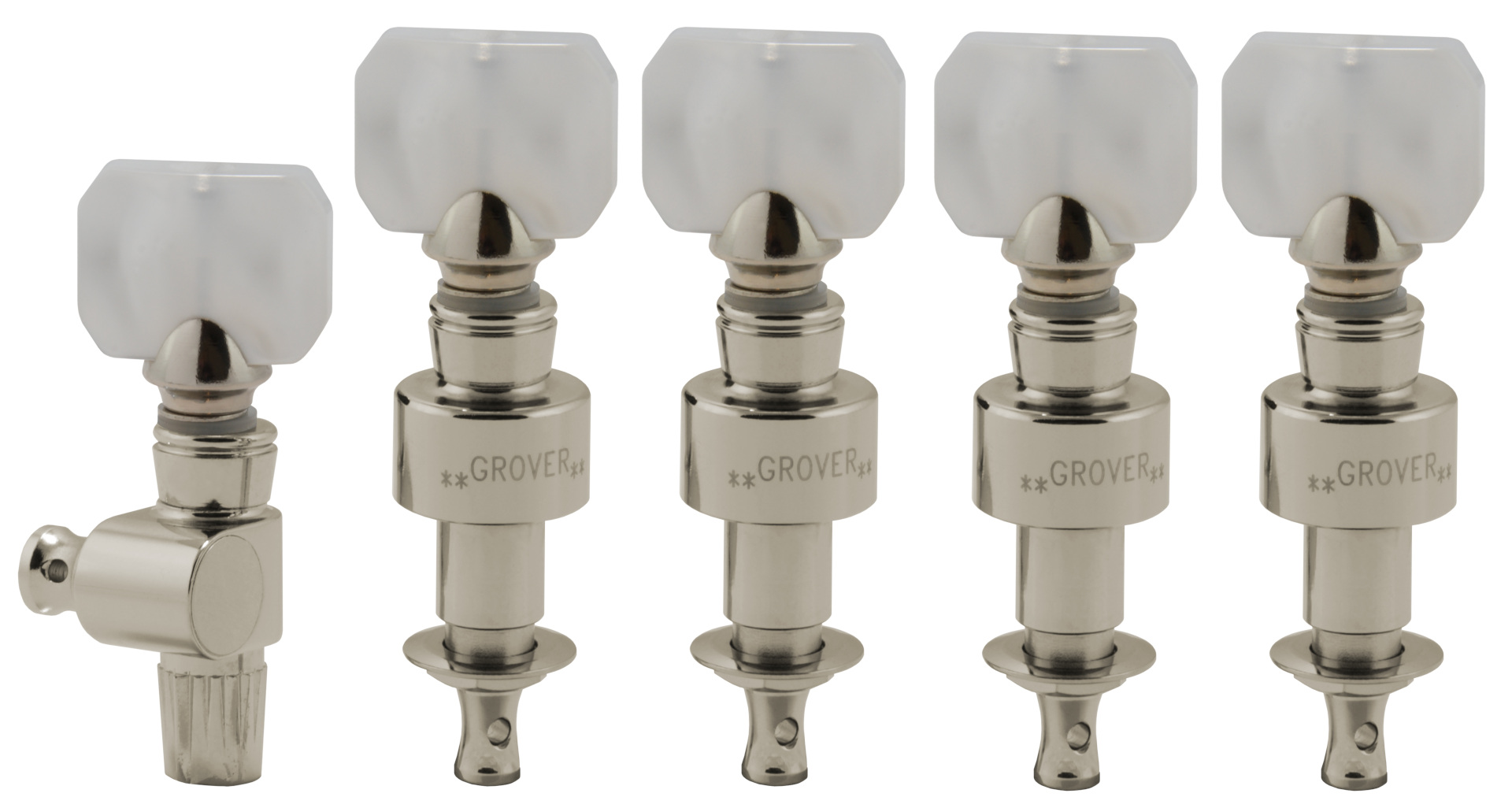 Grover 122N5 Geared Banjo Pegs with Square Pearloid Button - 5 pcs. - Nickel