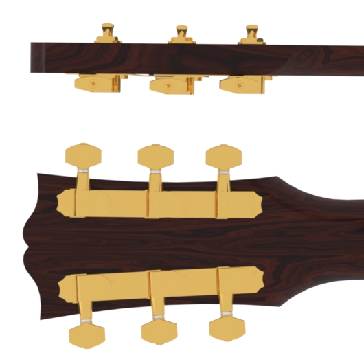 Hipshot Guitar Tuner Upgrade Kit (10 mm Post Hole), Classic Closed - Guitar Machine Heads, 3 + 3 - Gold