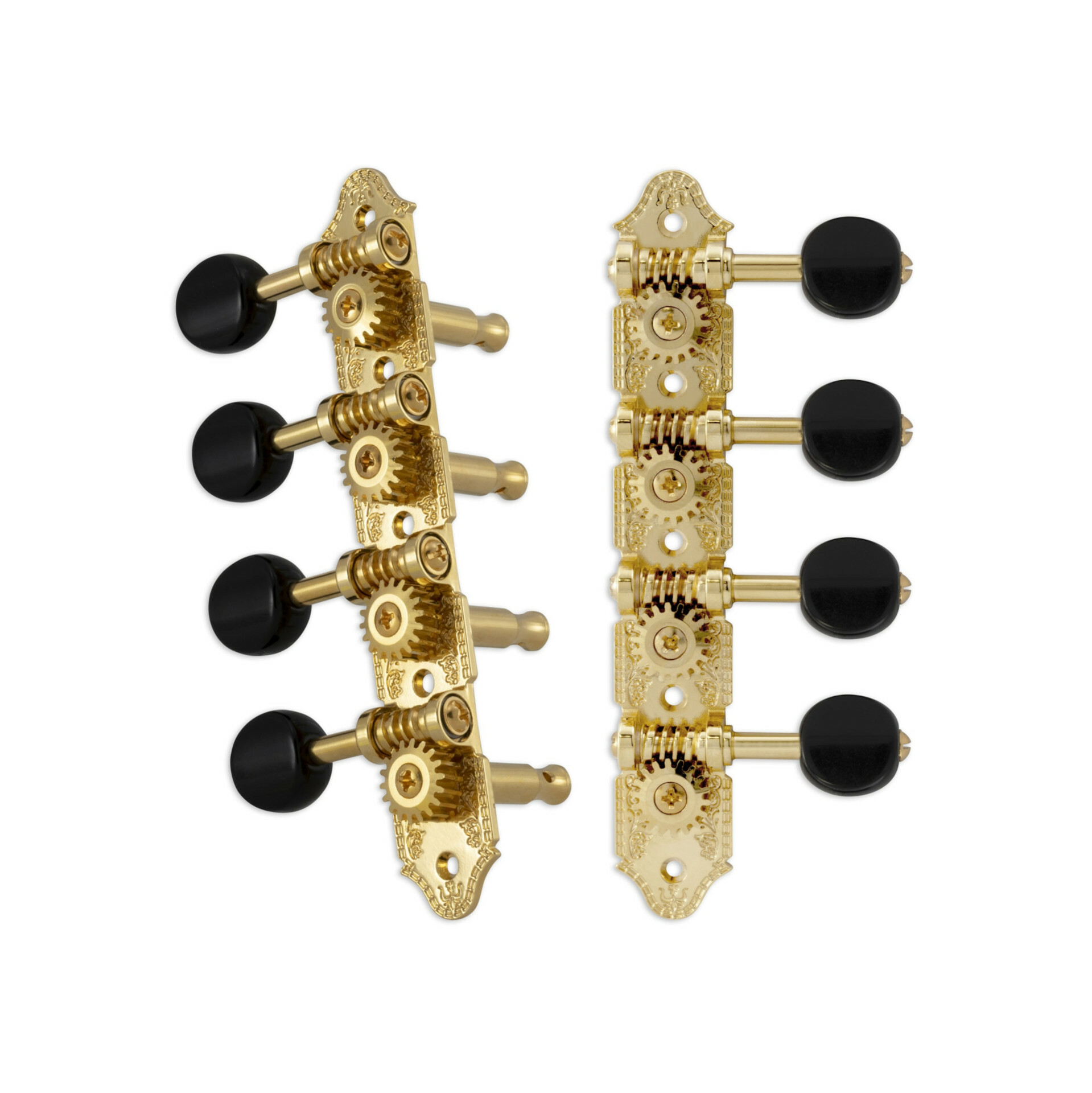 Grover 409GB Professional Mandolin Standard "A"-Style Machine Heads with Black Button - Standard, 4 + 4 - Gold