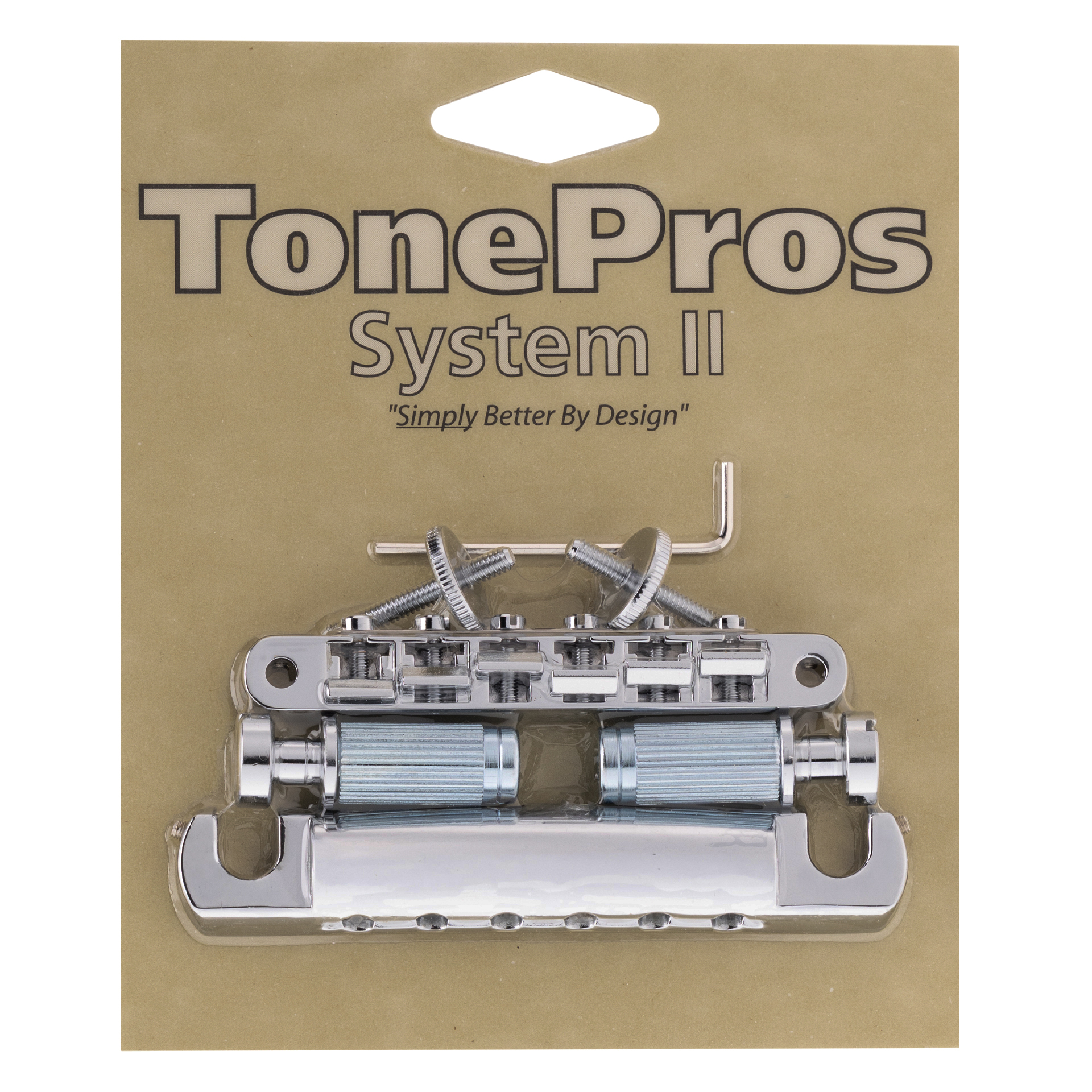 TonePros ABR1 Bridge Replacement Set, Un-Notched AVR2 Tune-O-Matic Bridge and T1ZSA Aluminum Tailpiece - Chrome
