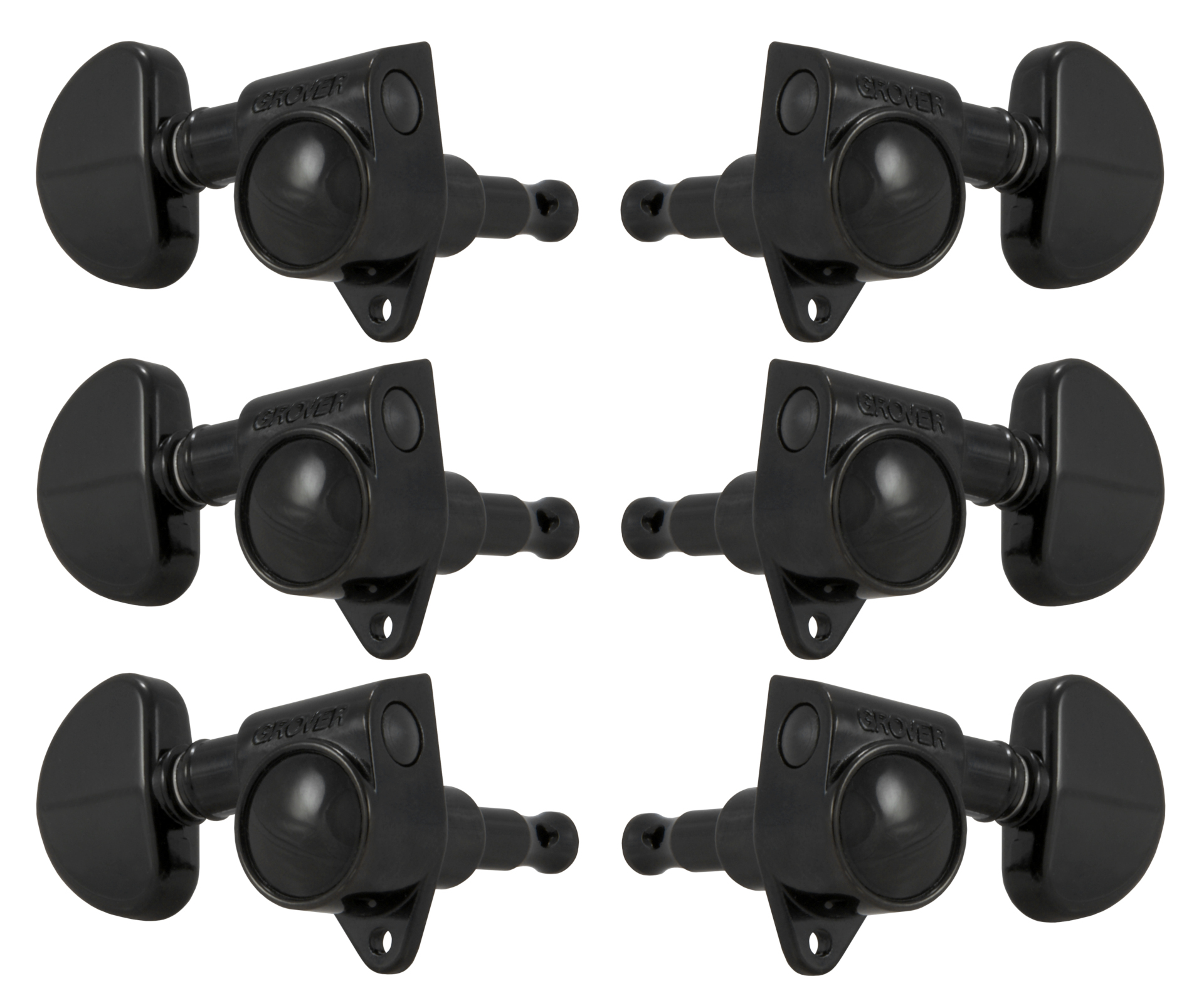 Grover 102-18BC Original Rotomatics with 18:1 Gear Ratio - Guitar Machine Heads, 3 + 3 - Black Chrome