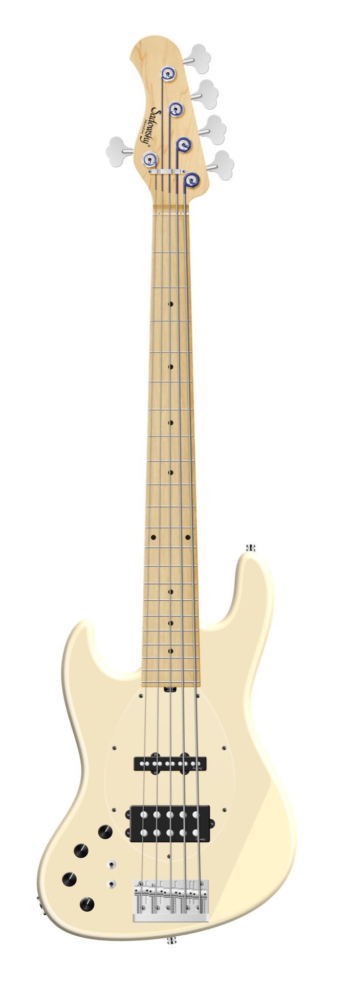 Sadowsky MetroLine 21-Fret Vintage M/J Bass, Swamp Ash Body, Maple Fingerboard, 5-String, Lefthand - Solid Olympic White High Polish