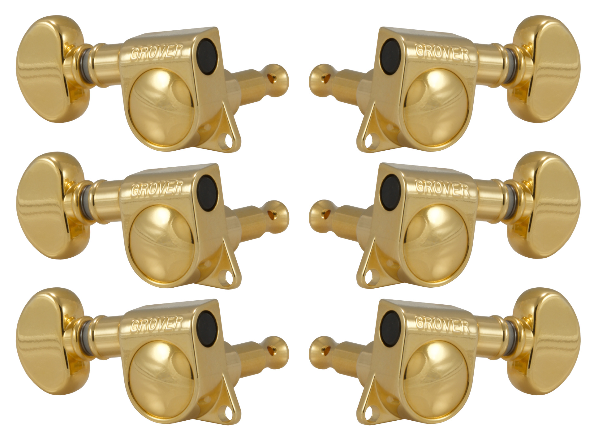 Grover 305G Mid-Size Rotomatics with Round Button - Guitar Machine Heads, 3 + 3 - Gold