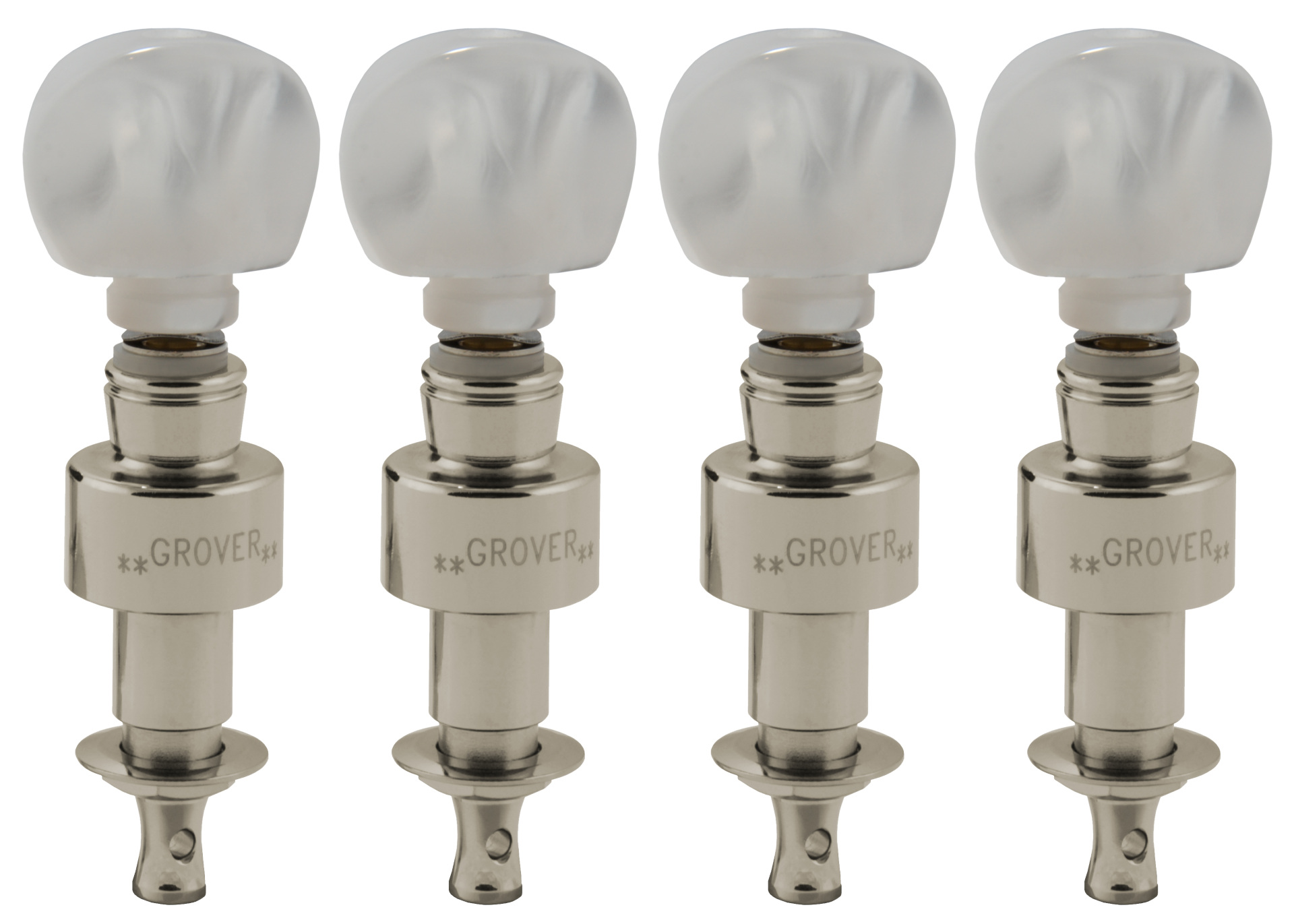 Grover 123N Geared Banjo Pegs with Round Pearloid Button - 4 pcs. - Nickel