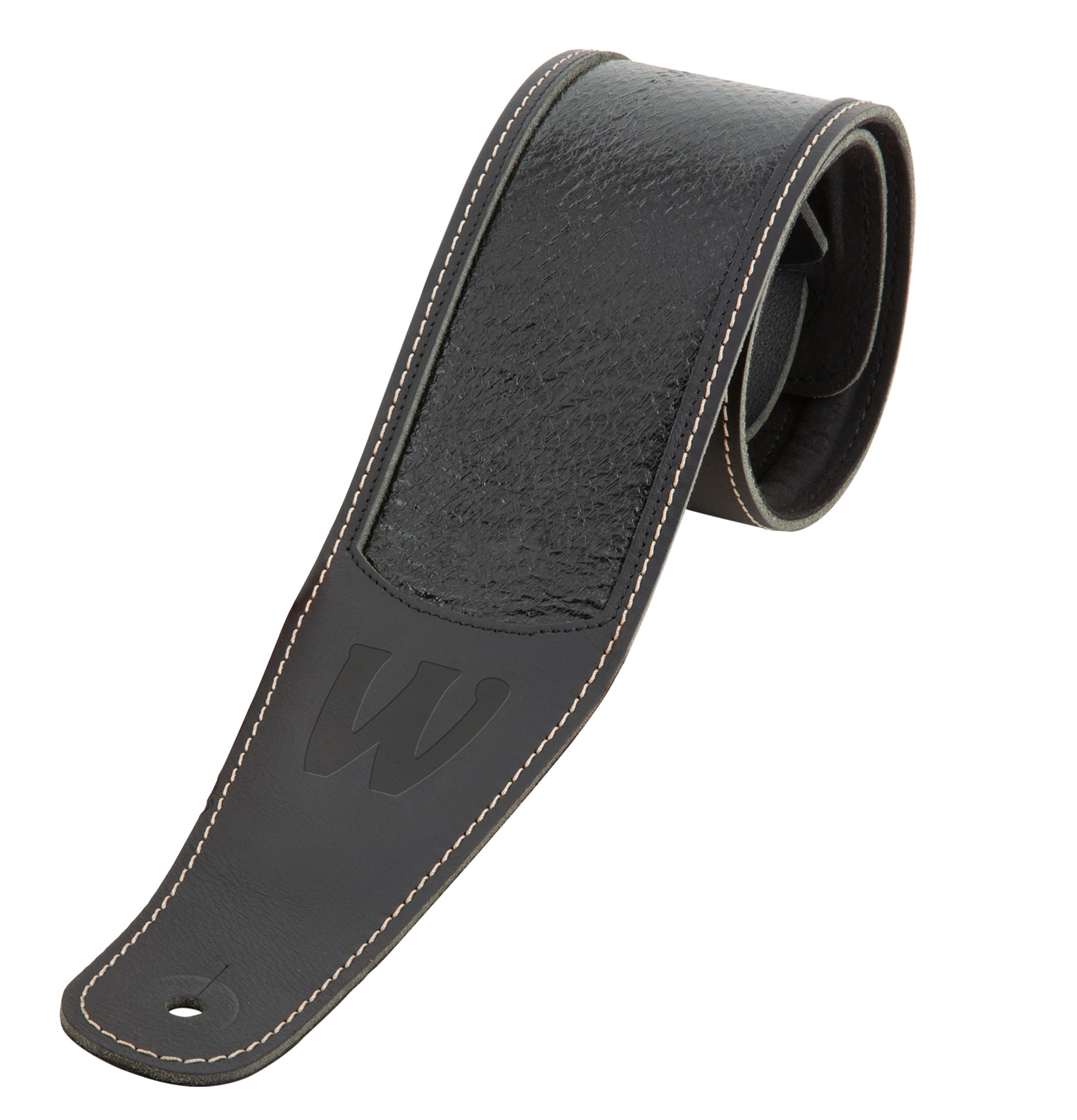 Warwick Masterbuilt Genuine Leather Bass Strap - Black, Blind Embossing