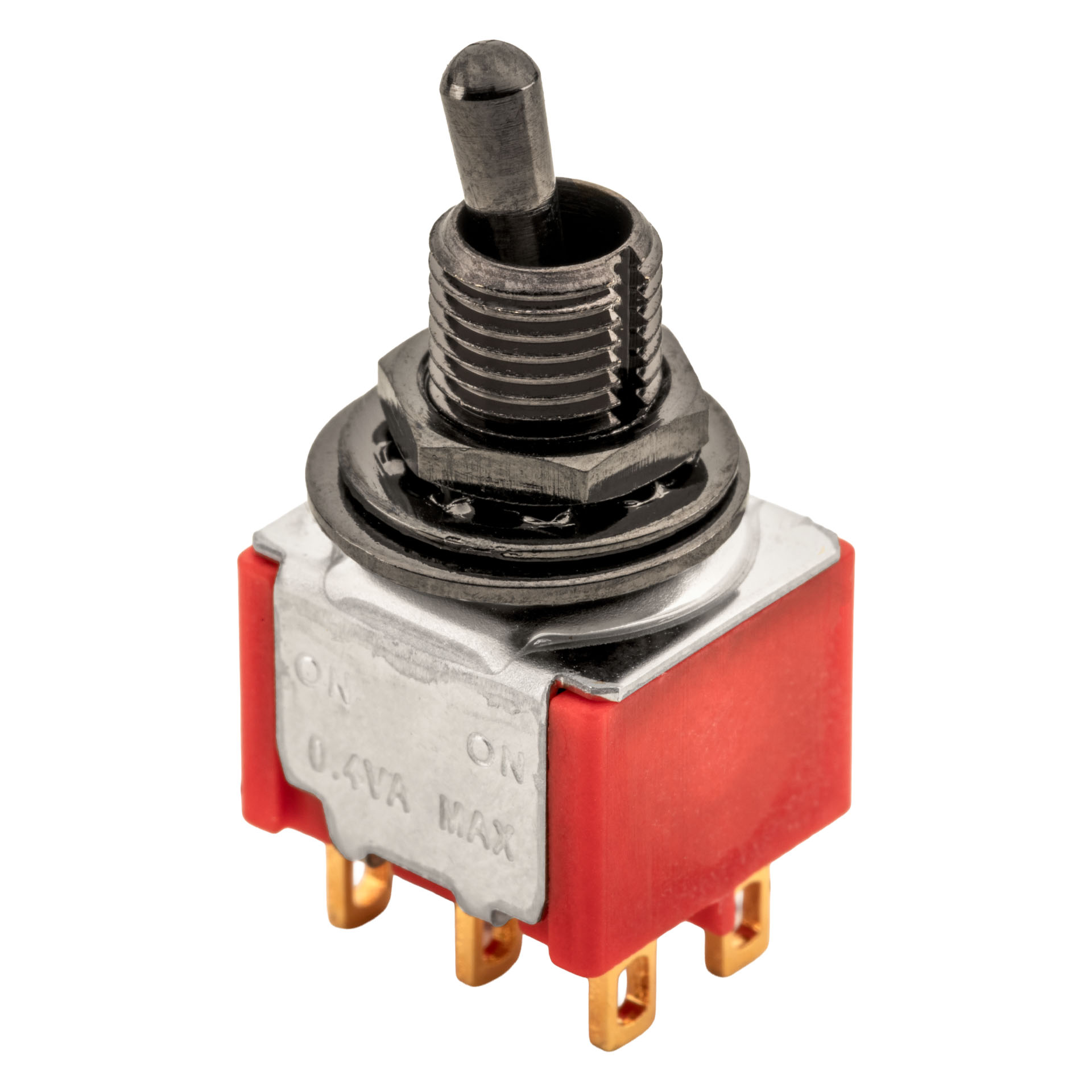 MEC Mini Toggle Switch, Short, Solder Lugs, ON/ON, DPDT - Black