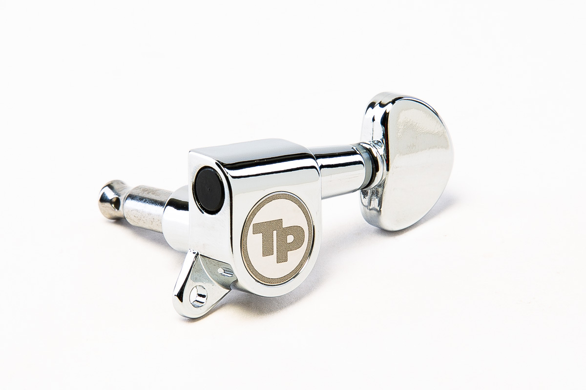 TonePros GKS60K C Tuner with 18:1 Gear Ratio and "Small Kidney" Style Button - Guitar Machine Heads, 6-In-Line - Chrome