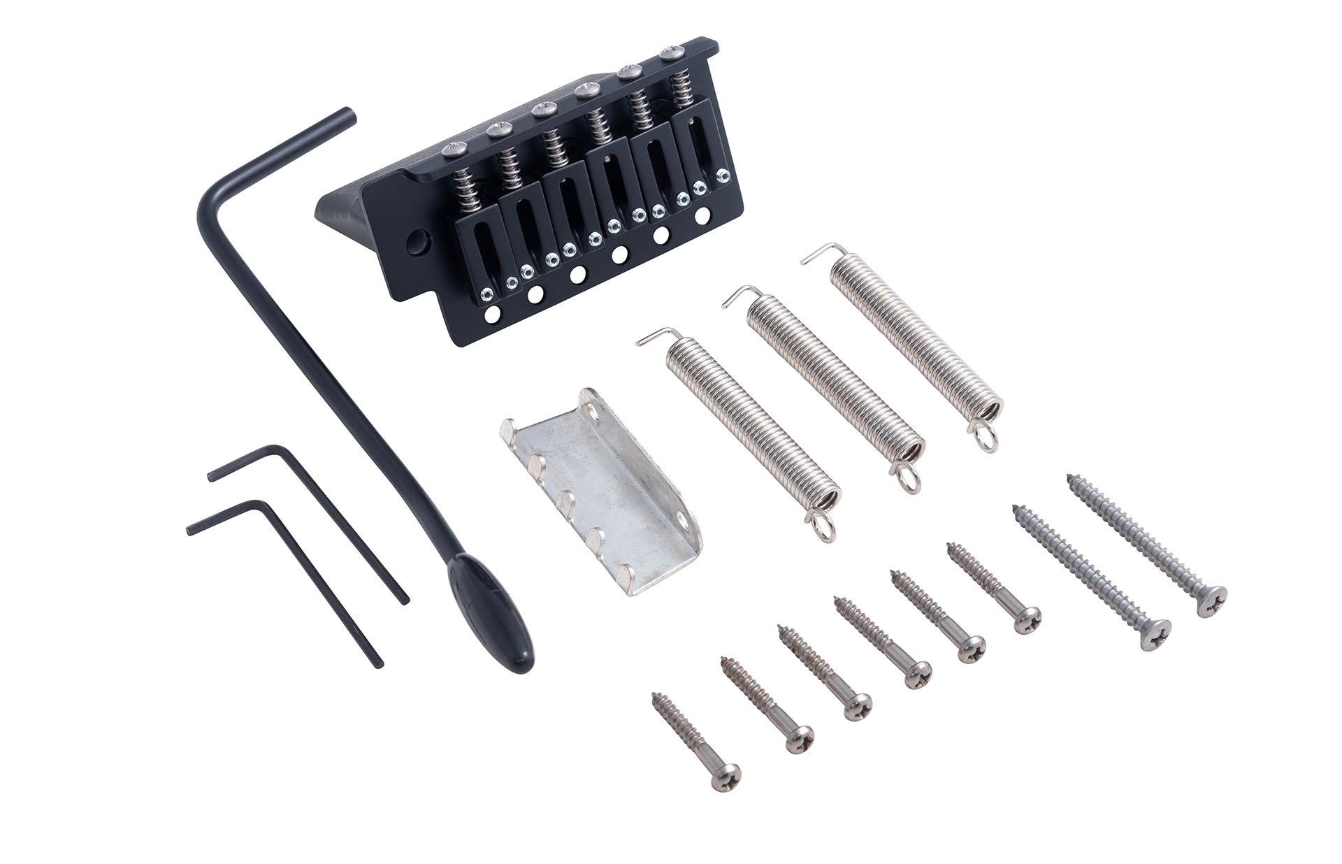 Hipshot 6-String Vintage Style Stainless Tremolo Bridge 6 Screw Mounting Black