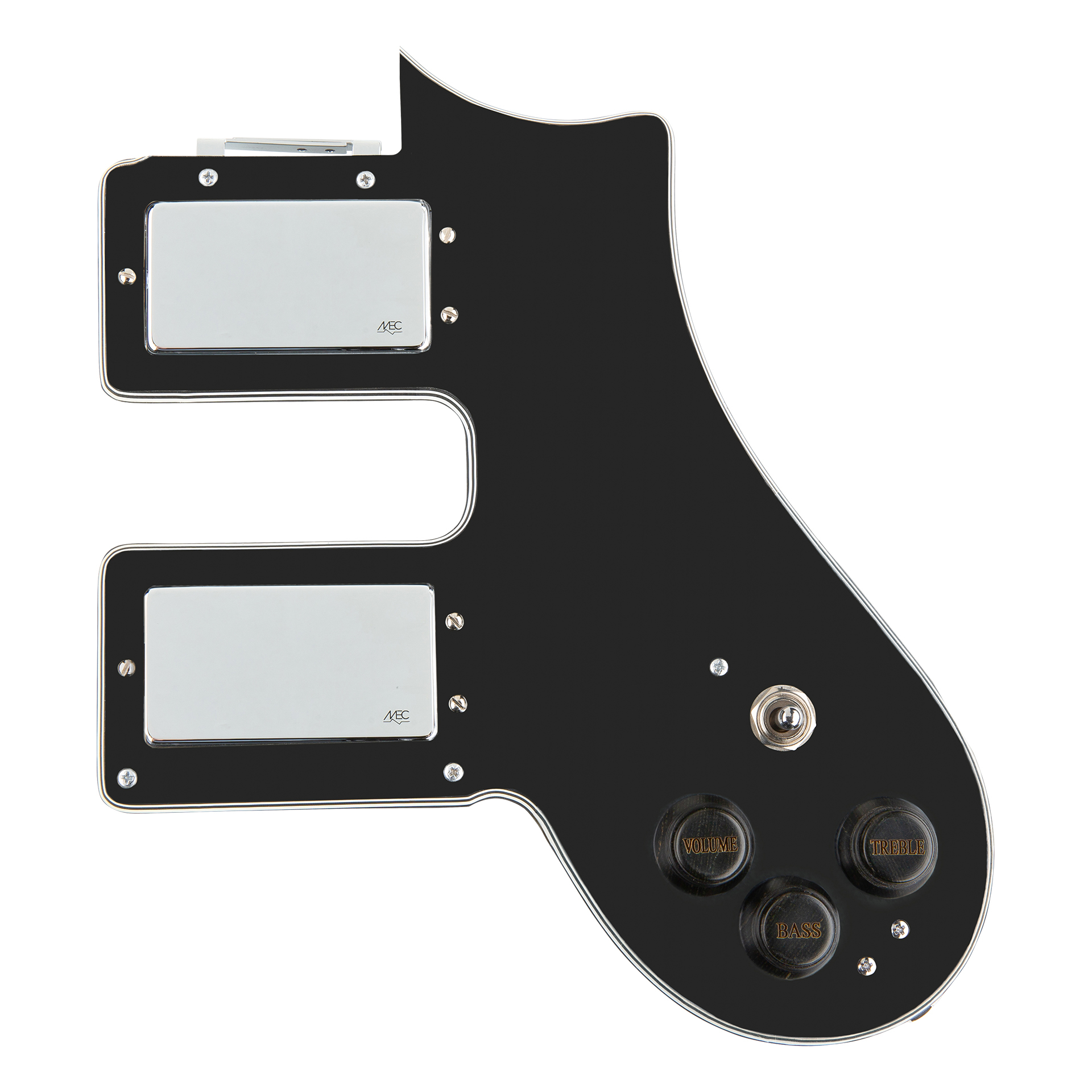 MEC Loaded AZ 10, LP 20 Pickguard, 2 Pickups - Black / Chrome