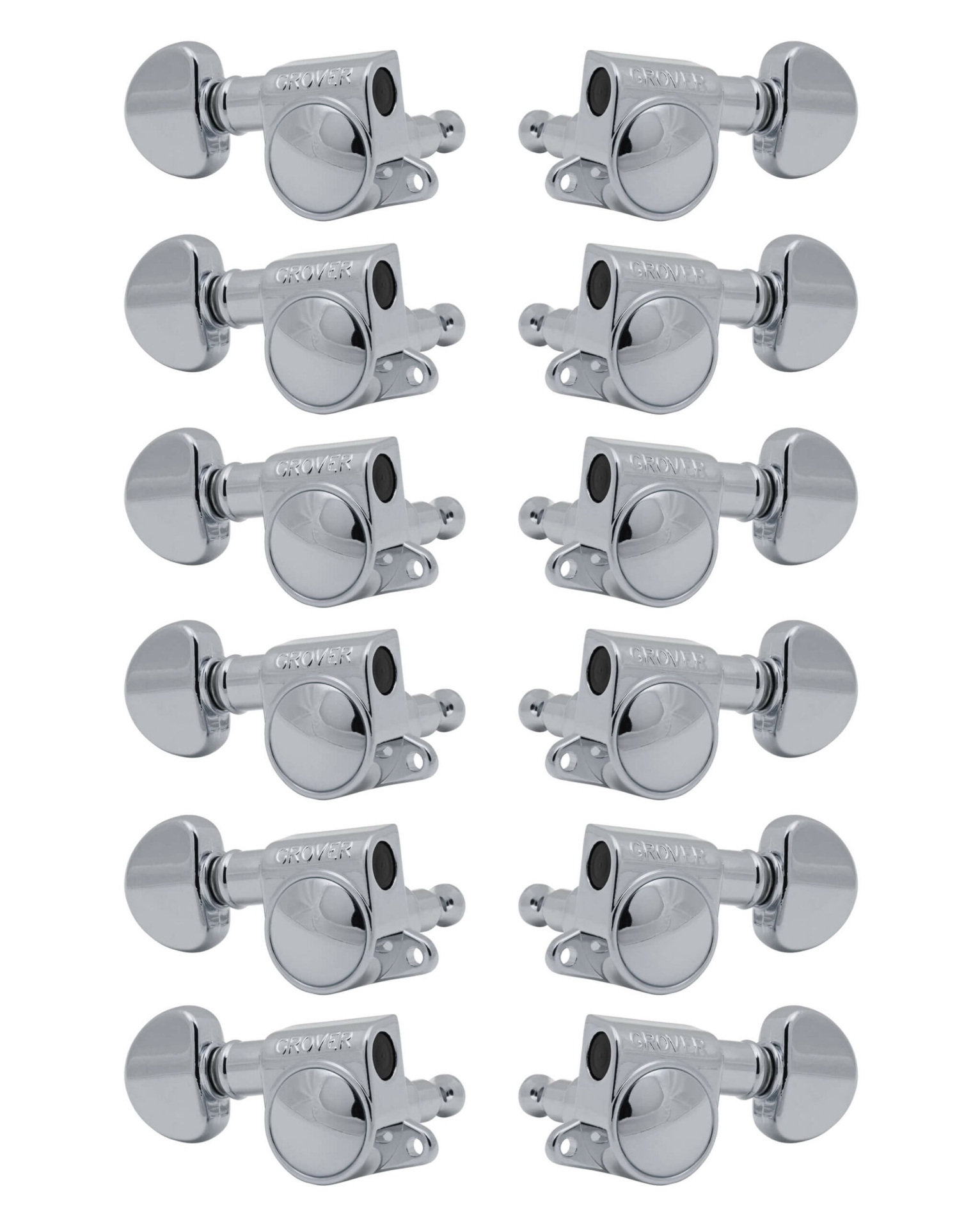 Grover 205-18C12 Mid-Size Rotomatics with Round Button - 12-String Guitar Machine Heads, 6 + 6 - Chrome