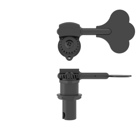 Hipshot HB6 - Ultralite Bass Machine Head, 1/2" Post, Clover Leaf Key, Bass Side - Black