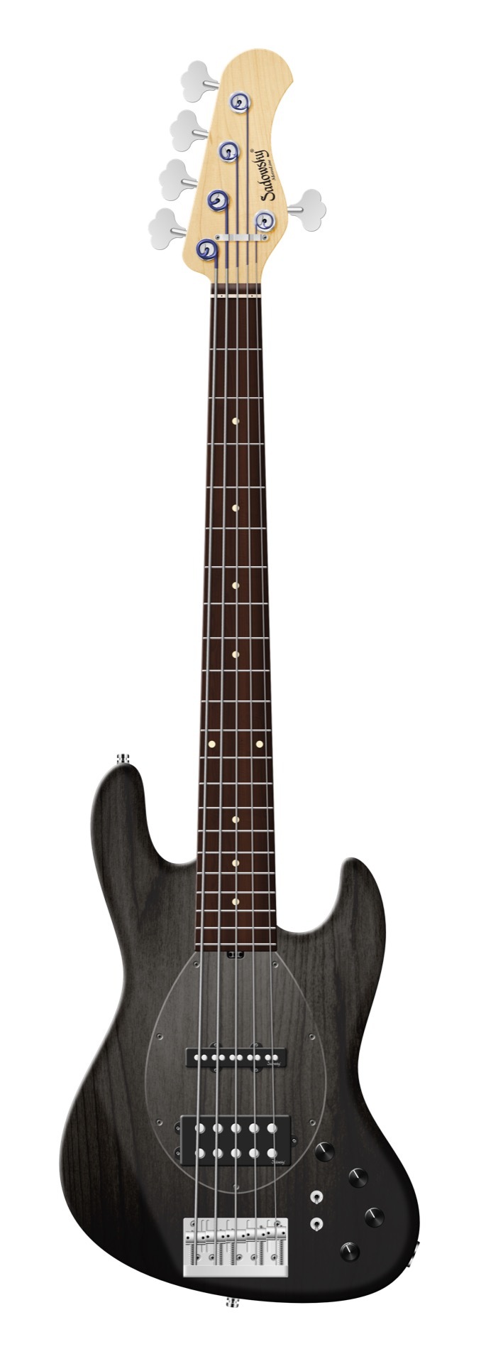 Sadowsky MetroLine 21-Fret Vintage M/J Bass, Red Alder Body, Morado Fingerboard, 5-String - Nirvana Black Transparent Satin