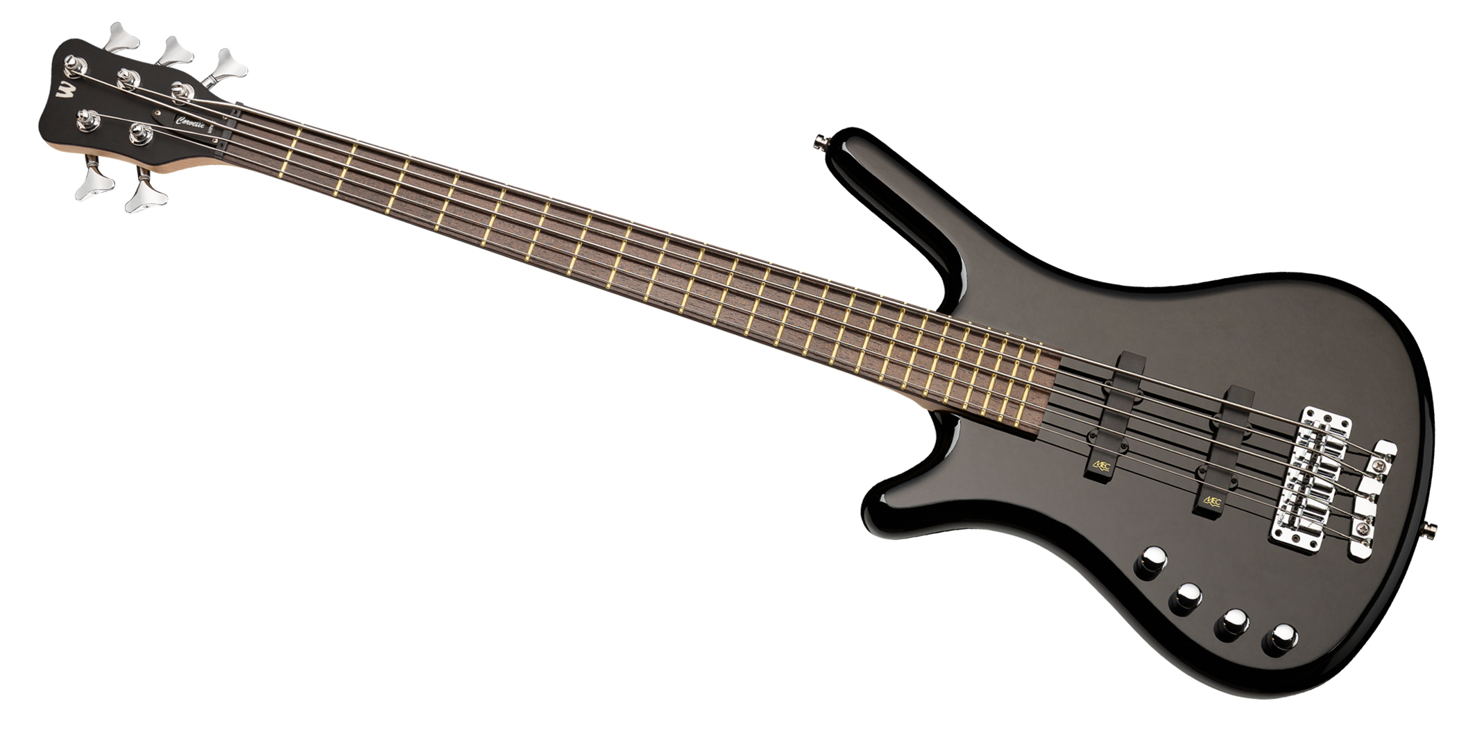 Warwick RockBass Corvette Basic, Lefthand, Medium Scale, 5-String - Solid Black High Polish