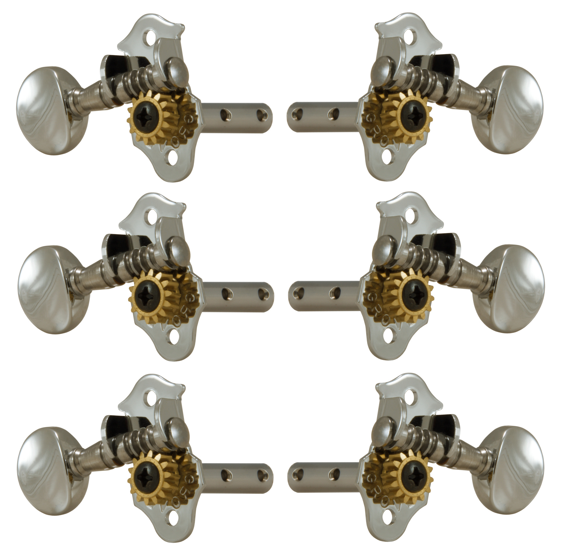 Grover H98N Sta-Tite Machine Head, Horizontal - Guitar Machine Heads, 3 + 3 - Nickel