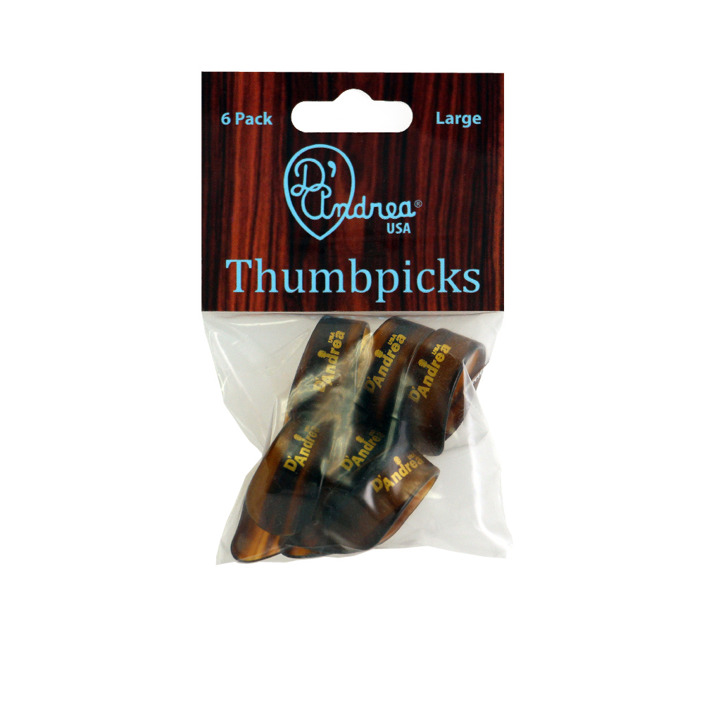 D'Andrea Thumb Picks (R6373 LG SHL), 6 pcs Pick Pack, Large, Shell