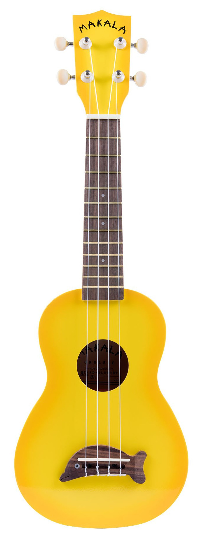 Makala Dolphin MK-SD-YLBURST - Yellow Burst Soprano Dolphin Ukulele, with Tote Bag