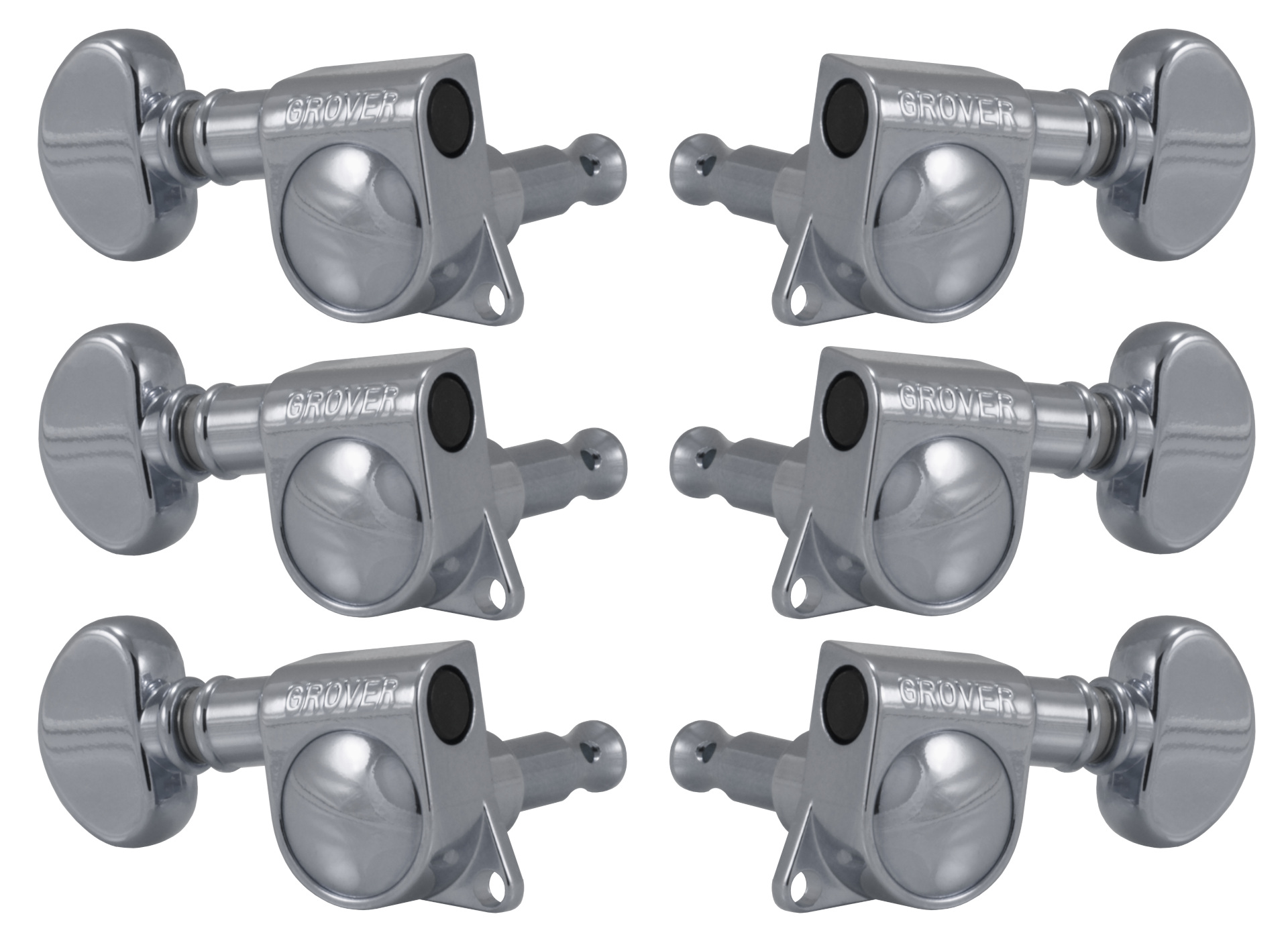 Grover 305C Mid-Size Rotomatics with Round Button - Guitar Machine Heads, 3 + 3 - Chrome