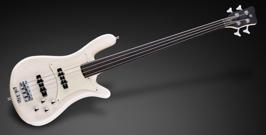 Warwick Teambuilt Pro Series Streamer CV, 4-String, Fretless - Solid Creme White High Polish
