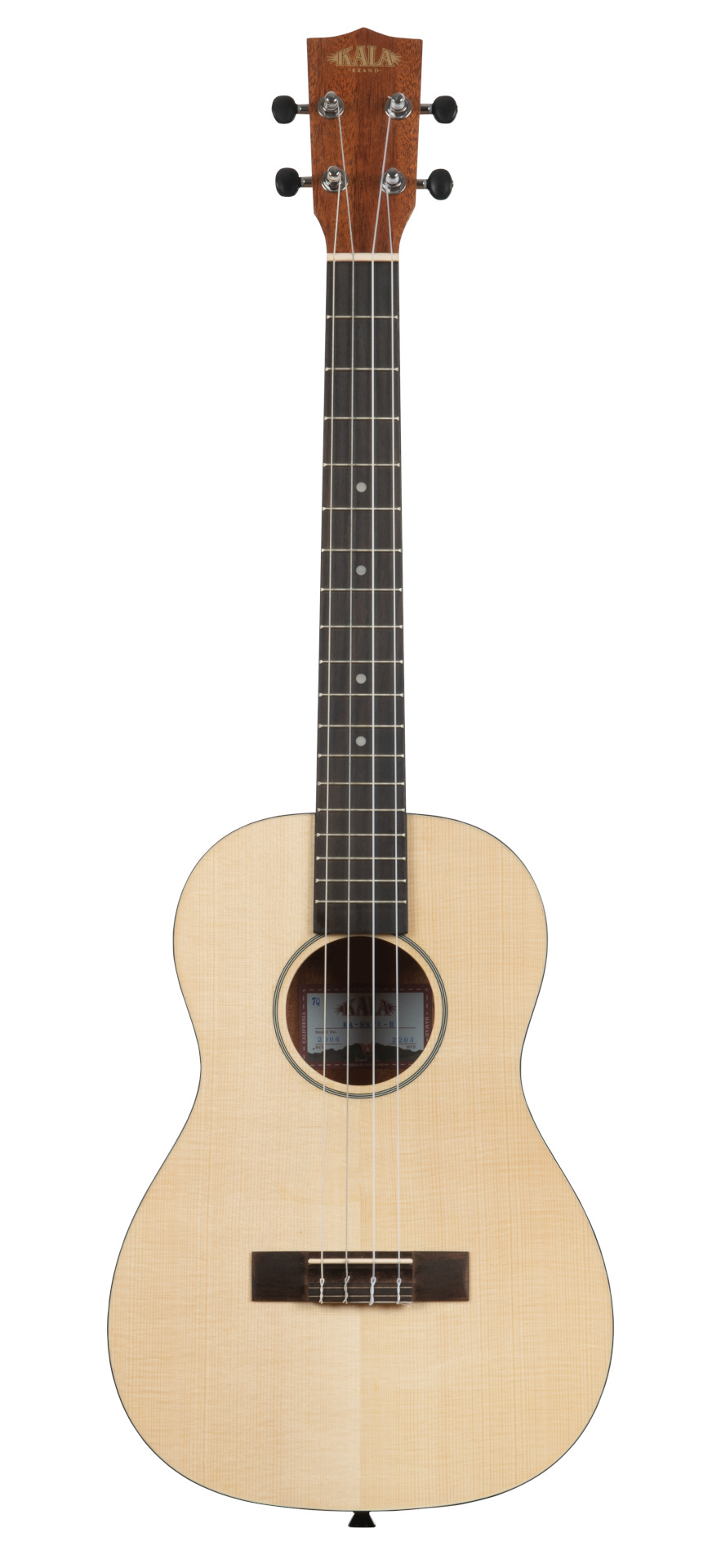Kala KA SSTU B - Solid Spruce Top Mahogany Travel Baritone Ukulele, with Bag