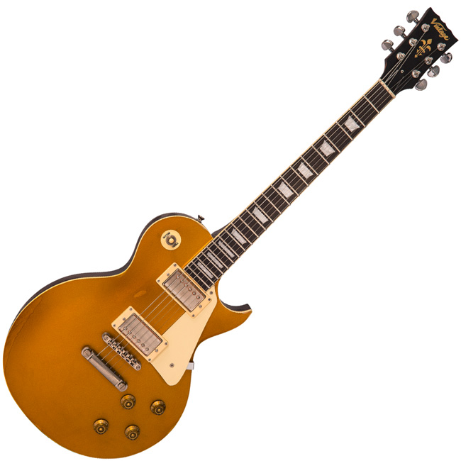 VINTAGE Icon Series V100MRGT E-Gitarre, Distressed Gold Top