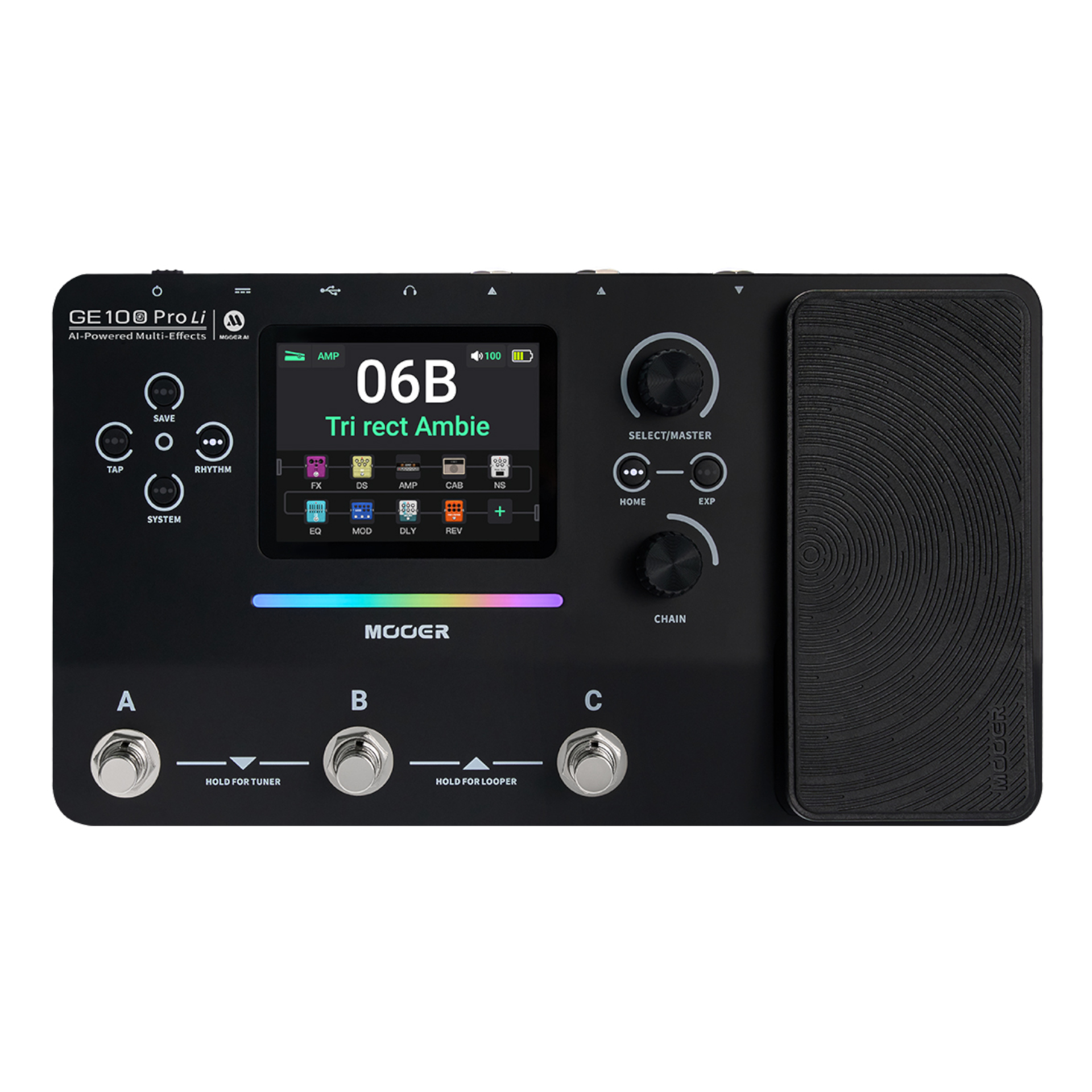 Mooer GE 100 PRO Li Guitar Multi FX Processor with AI technology and lithium battery