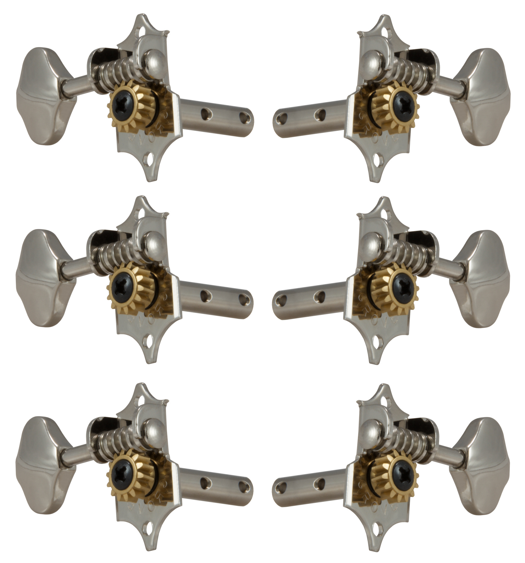 Grover H97N Original Sta-Tite Machine Head, Horizontal - Guitar Machine Heads, 3 + 3 - Nickel