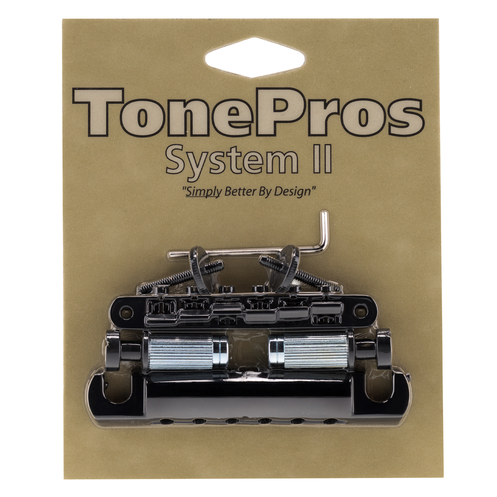 TonePros ABR1 Bridge Replacement Set, Un-Notched AVR2 Tune-O-Matic Bridge and T1ZSA Aluminum Tailpiece - Black
