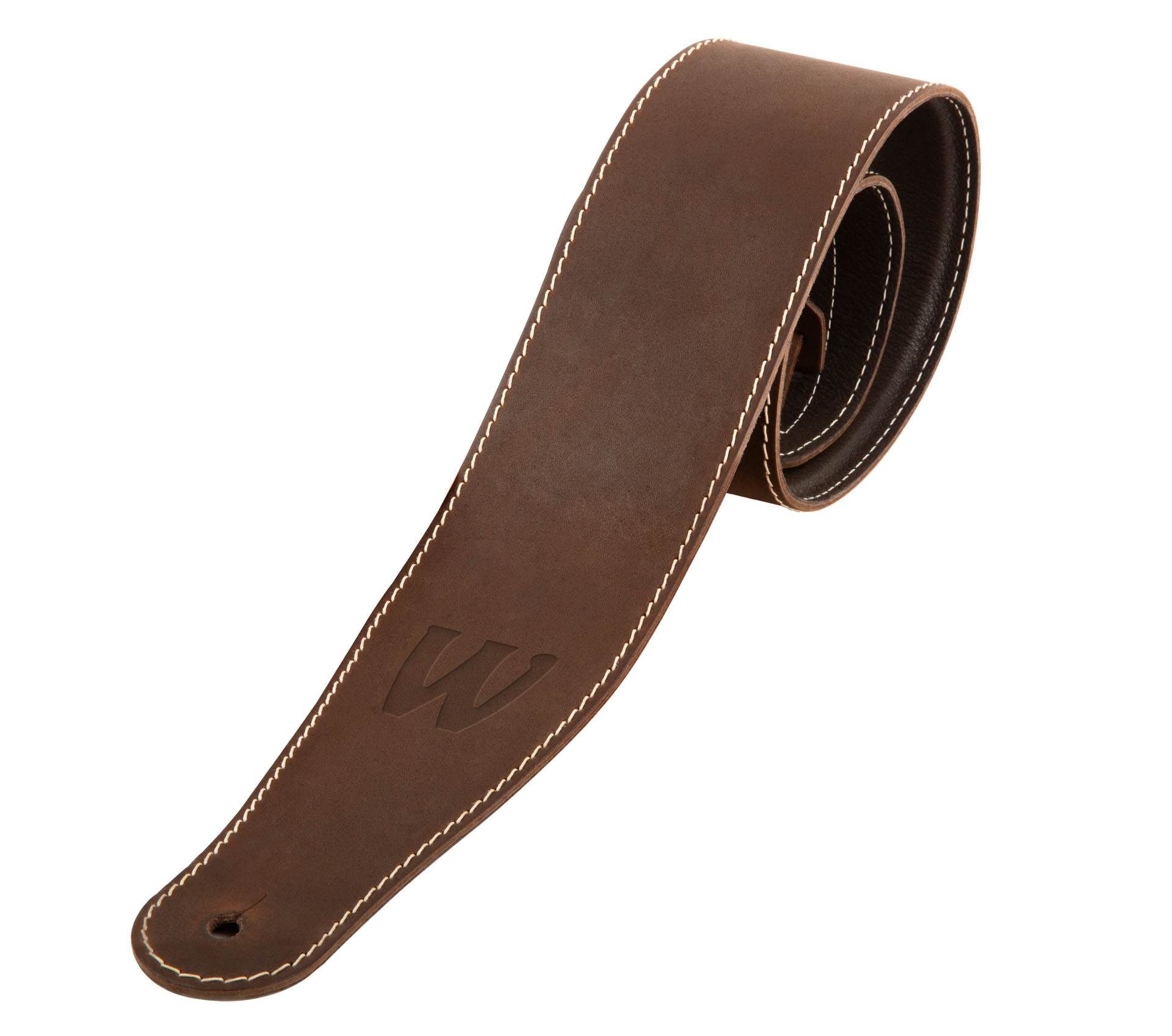 Warwick Teambuilt Genuine Leather Bass Strap - Brown, Blind Embossing