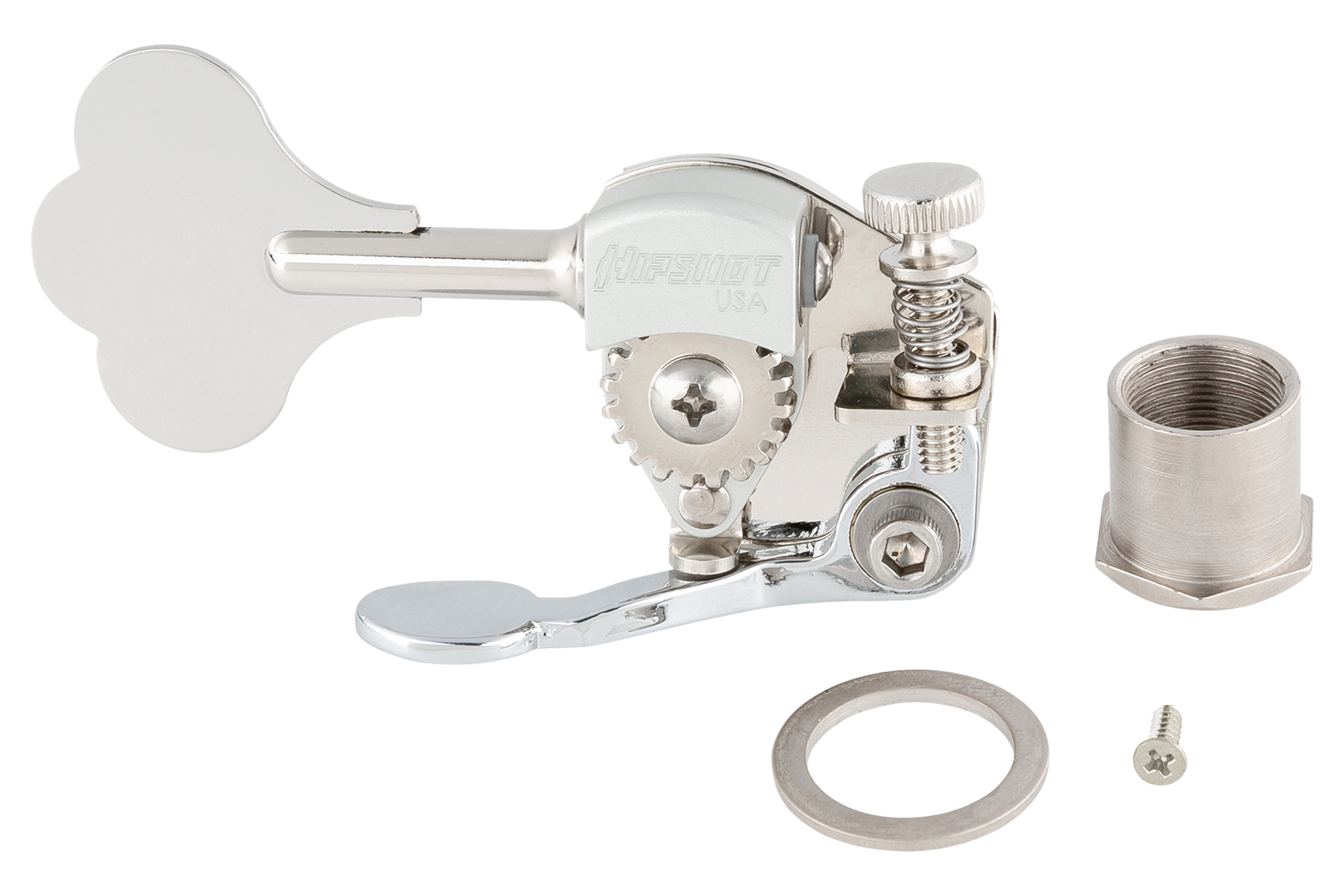Sadowsky/Hipshot - Ultralite Bass Xtender, 1/2" Post, Clover Leaf Key, Lefthand - Chrome