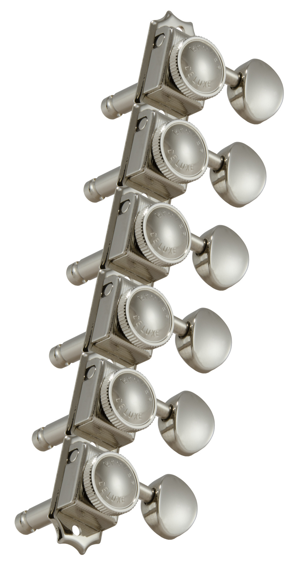 Grover 533N6 Vintage Locking Rotomatics with Metal Button - Guitar Machine Heads, 6-in-Line, Bass Side (Left) - Nickel