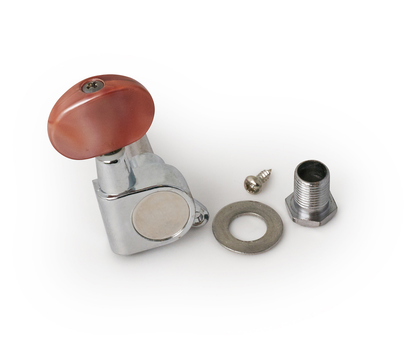 Kala Spare Parts - Machine Head, Closed Gear, Pink Knob, Left - Chrome