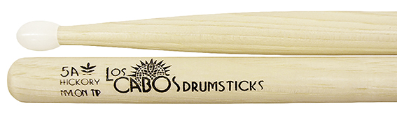 Los Cabos White Hickory 5A Nylon Tip Drum Sticks