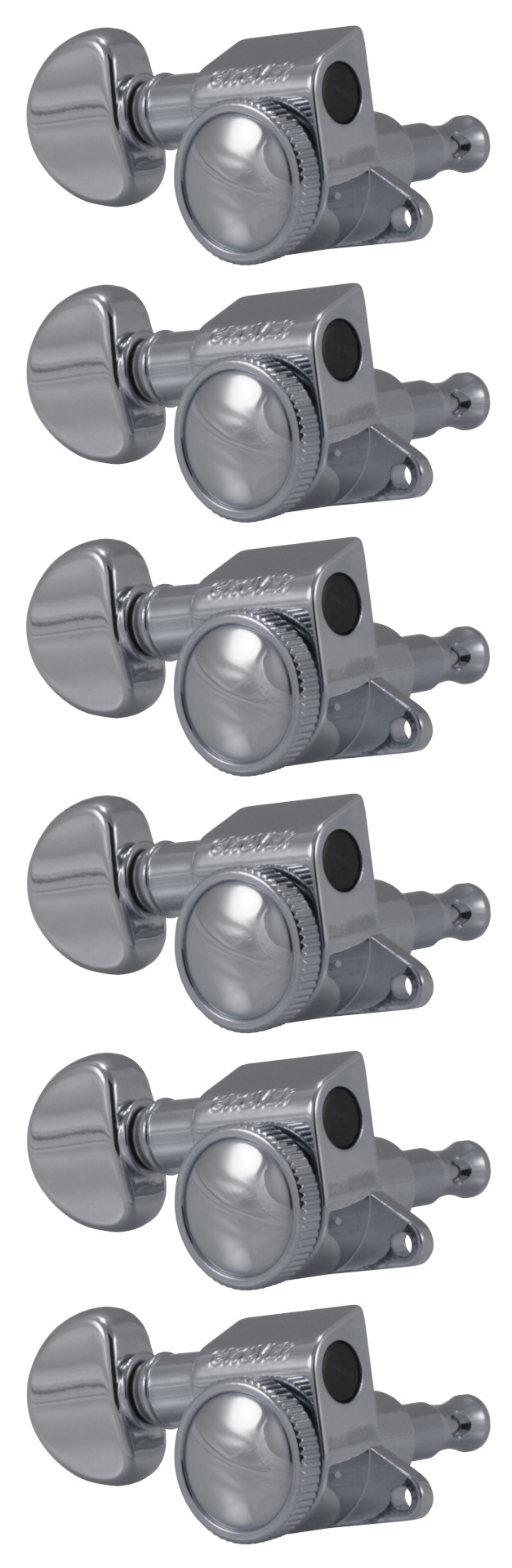 Grover 505CL6 Mini Roto-Grip Locking Rotomatics - Guitar Machine Heads, 6-in-Line, Lefthand, Treble Side (Right) - Chrome