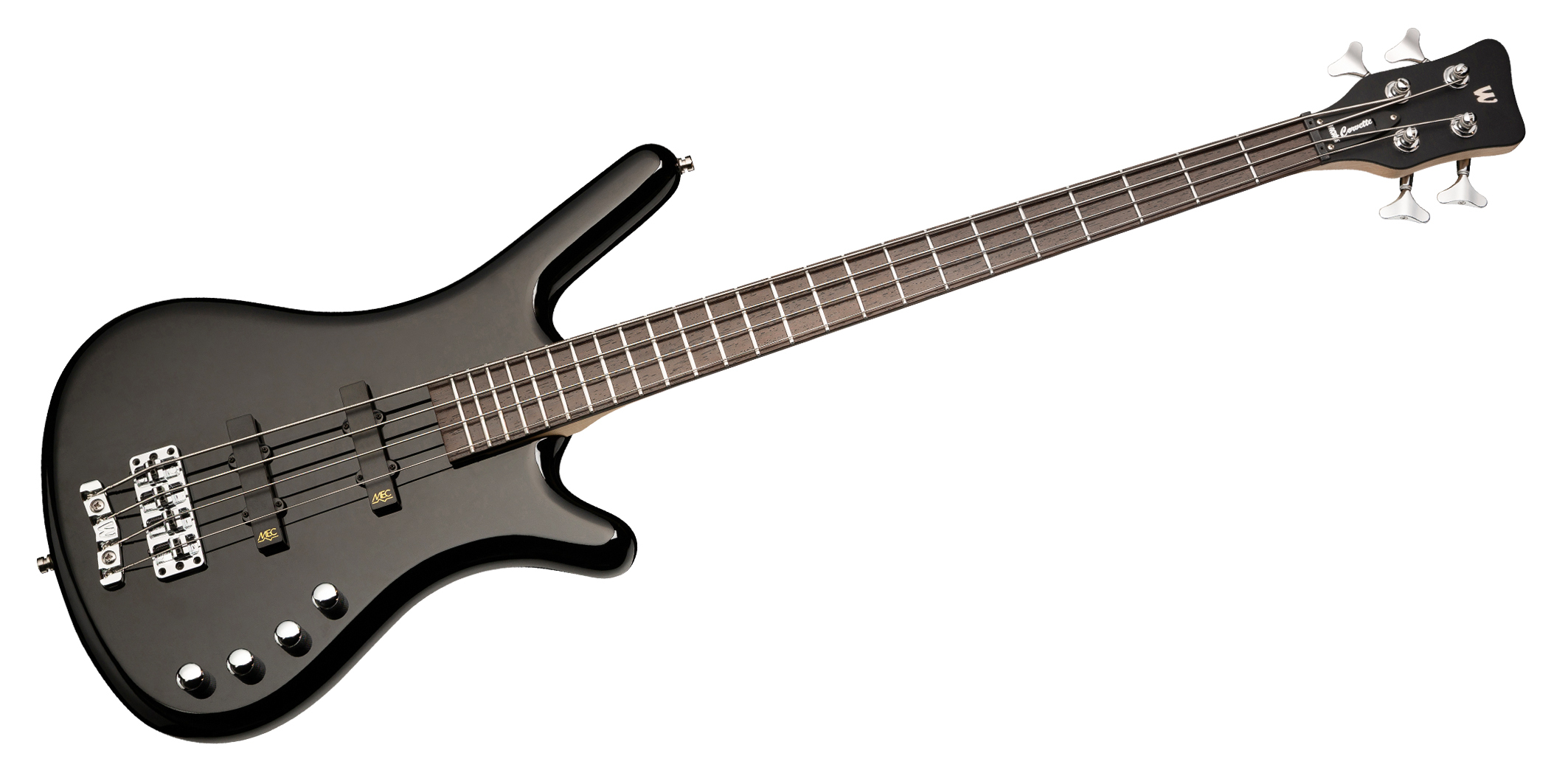 Warwick RockBass Corvette Basic, Medium Scale, 4-String - Solid Black High Polish