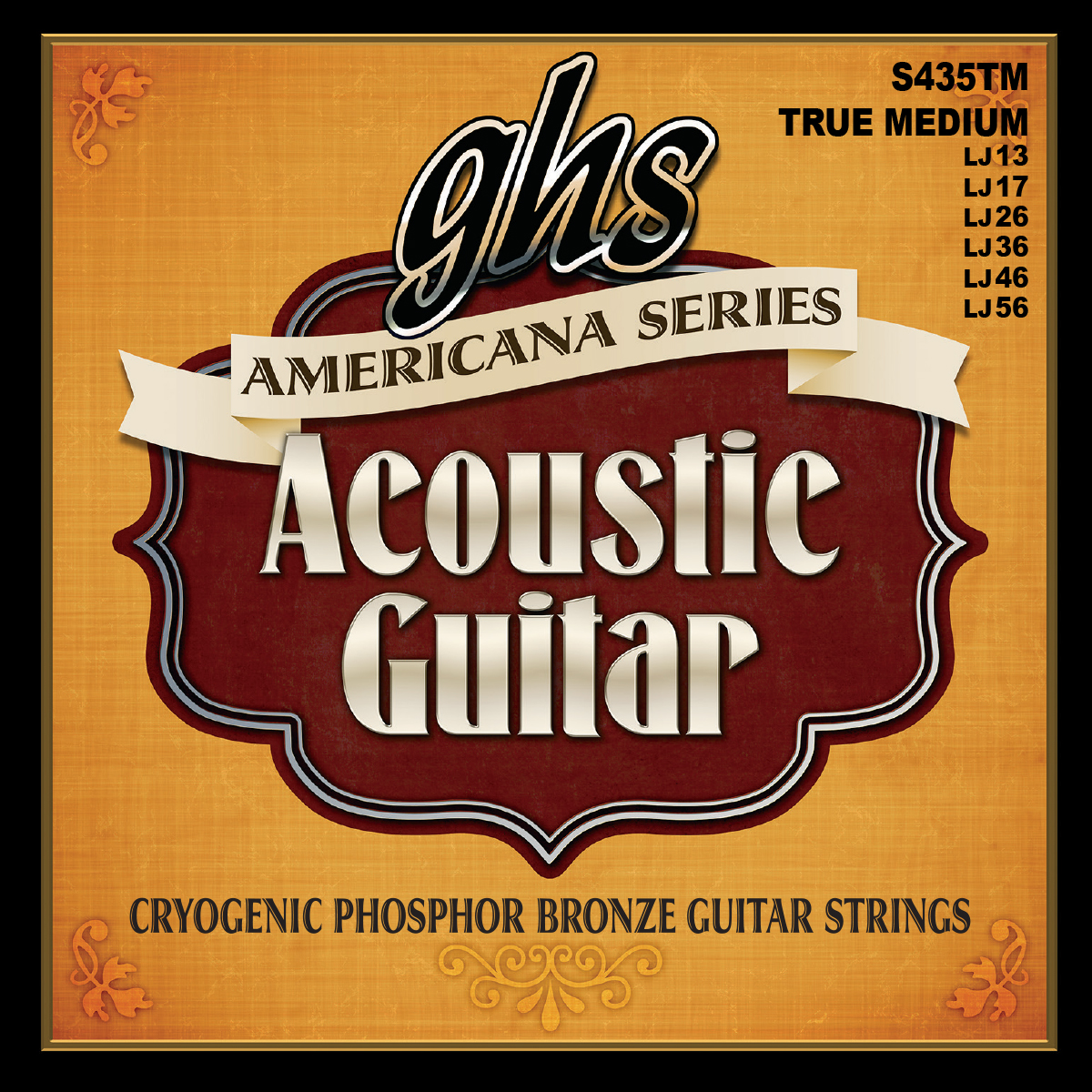 GHS Americana Series - S435TM - Acoustic Guitar String Set, Phosphor Bronze, True Medium, .013-.056