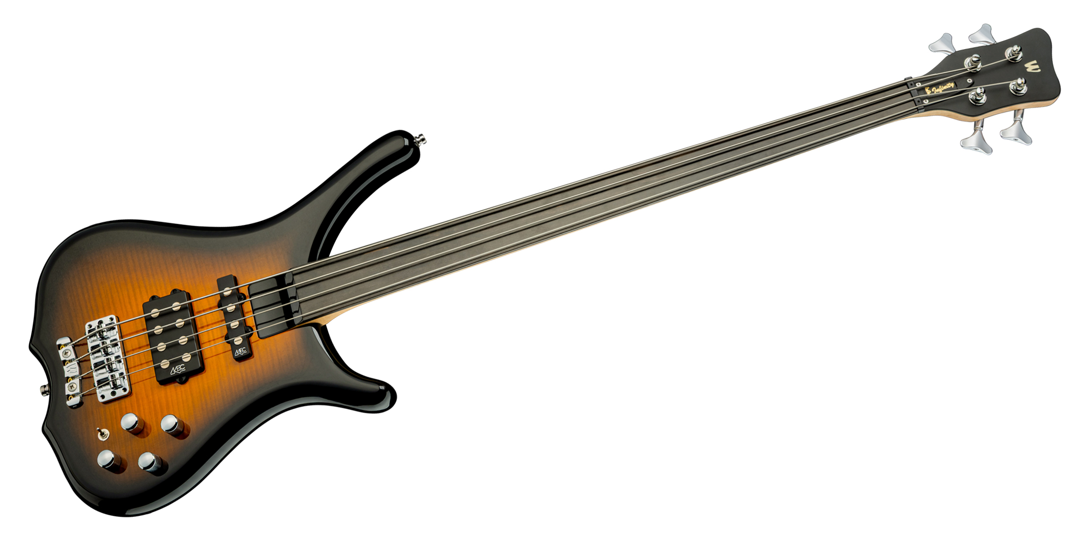 Warwick RockBass Infinity, 4-String, Fretless - Vintage Sunburst Transparent High Polish