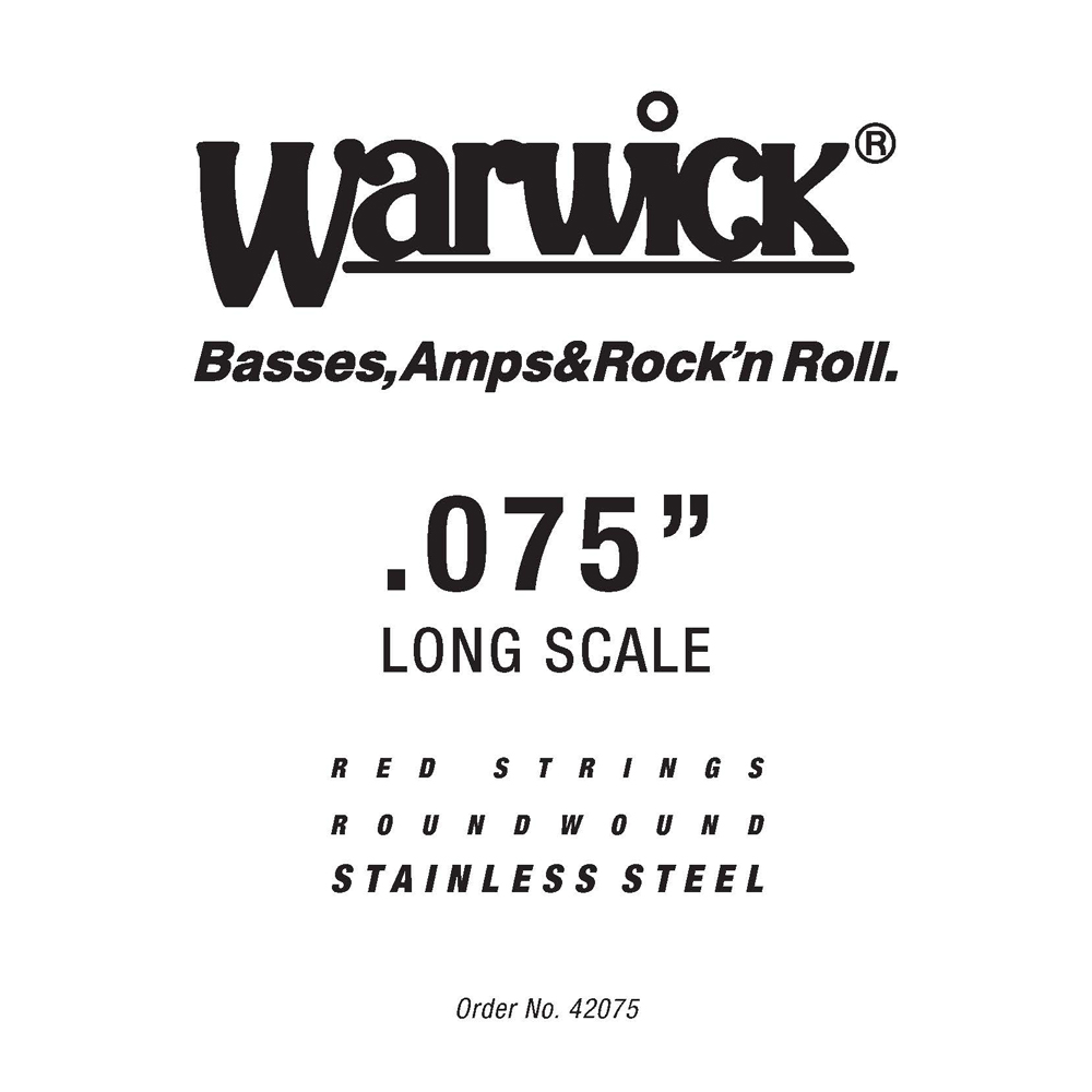 Warwick Red Strings Bass Strings, Stainless Steel - Bass Single String, .075", Long Scale