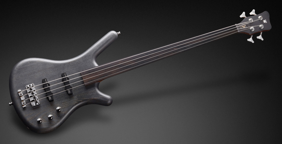 Warwick Teambuilt Pro Series Corvette Ash, 4-String, Fretless, Passive Pickups and Electronics  - Nirvana Black Transparent Satin