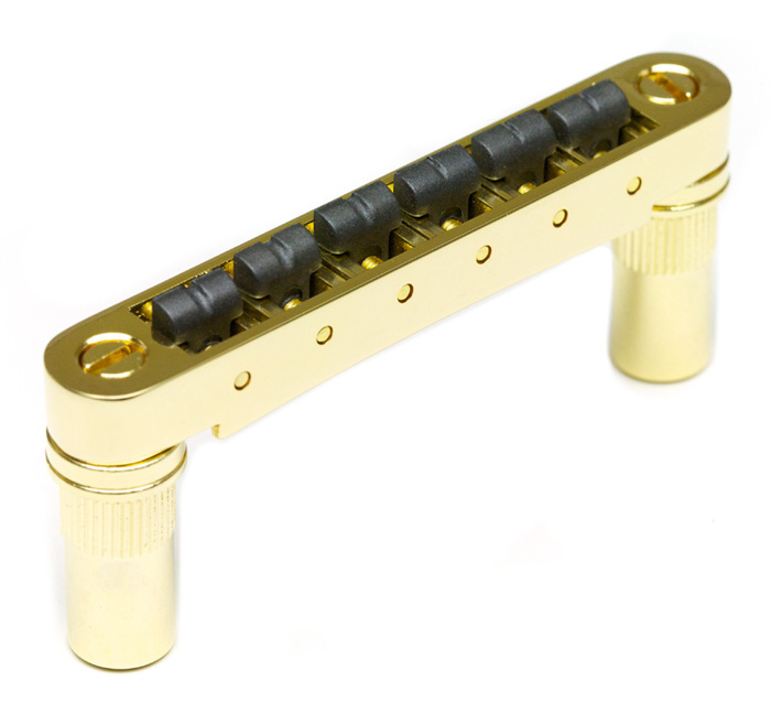 ResoMax PS-8863-G0 - NV2 Tune-O-Matic Bridge with String Saver Saddles (Large Posts, 6 mm) - Gold