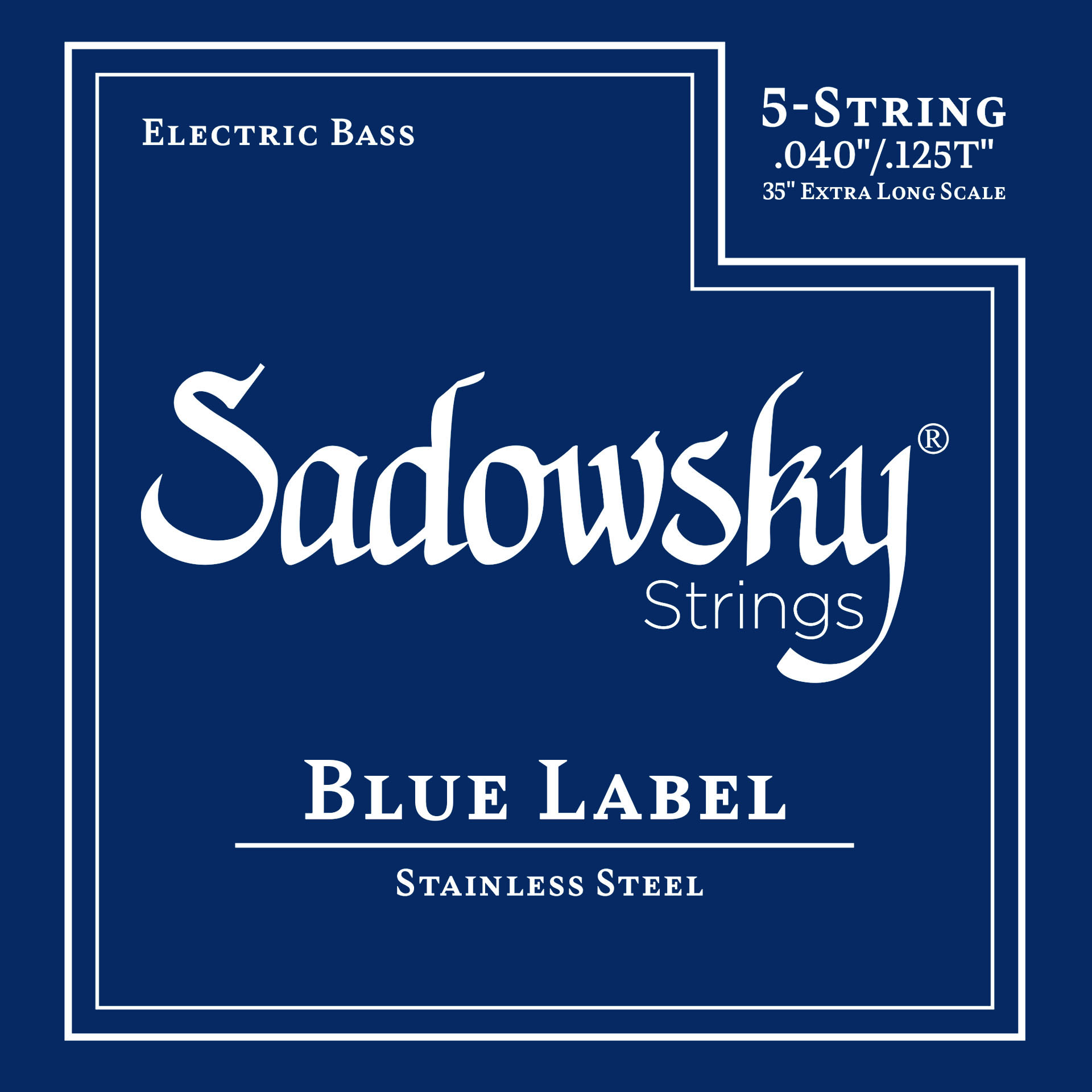 Sadowsky Blue Label Bass String Set - 5-String, Stainless Steel, Taperwound, Extra Long Scale (35"), .040-.125