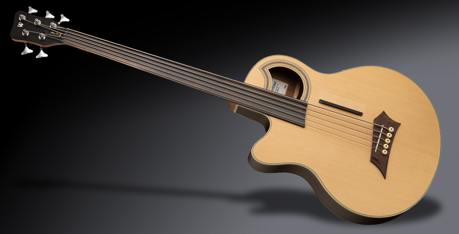 Warwick RockBass Alien Deluxe Hybrid Thinline, Lefthand, 5-String, Fretless - Natural Transparent Satin